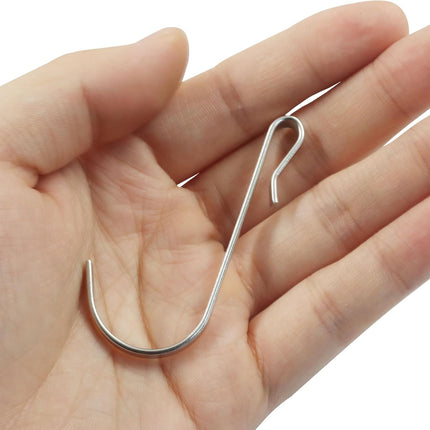 20 Pack J Shaped Clip-on Hook, Stainless Steel Wire Rack Clip-on Hanger, Hanging Sink Grid Shelf for Kitchen/Bedroom/Office (Silver).