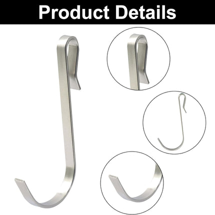 20 Pack J Shaped Clip-on Hook, Stainless Steel Wire Rack Clip-on Hanger, Hanging Sink Grid Shelf for Kitchen/Bedroom/Office (Silver).