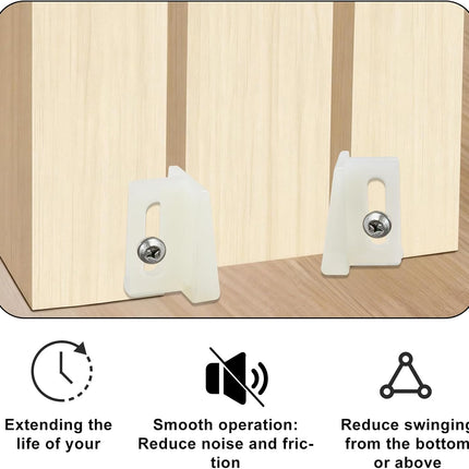 10 Pack Pocket Door Guide Bottom, Jamb Mounted Sliding Door Guides Replacement Kit with Screws (1.125 Inch, White).