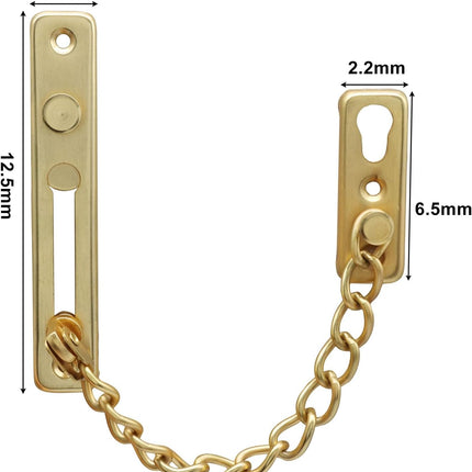 Heavy Duty Door Chain Lock with Mounting Screws, Stainless Steel Door Chain Guard for Front Doors, Pet Safe (Gold, 1 Pack).