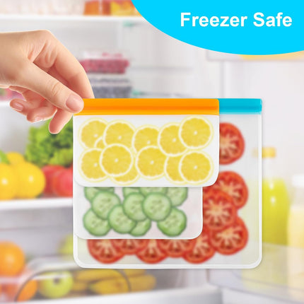 12 Pack Reusable Freezer Bags Dishwasher Safe, Leakproof Food Storage Bags, Silicone Bags for Food Storage Home Organization (4 Reusable Snack Bags 4 Sandwich Bags 4 Gallon Freezer Bags).