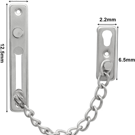 Heavy Duty Door Chain Lock with Mounting Screws, Stainless Steel Door Chain Guard for Front Doors, Pet Safe (Silver, 2 Pack).