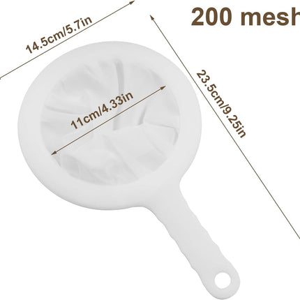 1 Pcs Fine Nylon Mesh Strainers 200 Mesh Fine Filter Spoon 5.7" Plastic Sieve with Handle, Sieve Filter for Food Tea Juice Coffee Milk Yogurt Soy Liquids.