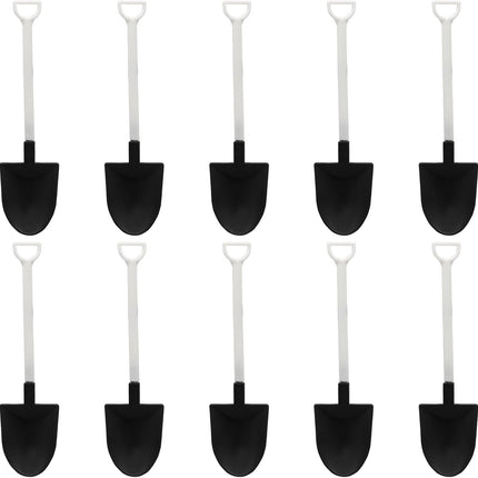 50 Pack Plastic Mini Shovel Shape Spoons for Desserts, Disposable Dessert Ice Cream Spoons, Fun Utensils for Family/Party(Black+White).
