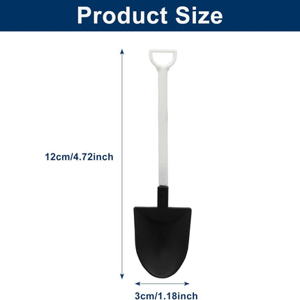 50 Pack Plastic Mini Shovel Shape Spoons for Desserts, Disposable Dessert Ice Cream Spoons, Fun Utensils for Family/Party(Black+White).