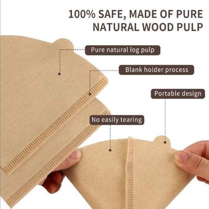 Coffee Filters #4，Cone Coffee Filter 8-12 Cup，200 Unbleached Natural Coffee Filters.