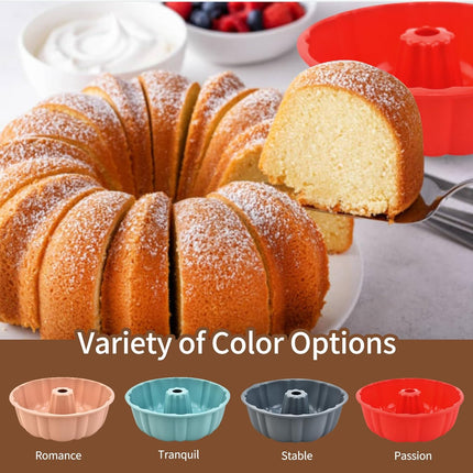 2 Pack Silicone Cake Pan Nonstick,10 Inch, Silicone Cake Molds,Pound Cake Pan, Baking Cake Pan for Jello,Gelatin,Cake,Brownie and Bread（Pink+Blue）.