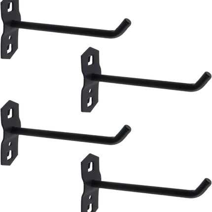 Pegboard Hooks Heavy Duty Metal Steel 3/8" Square Hole Peg Hooks Suitbale for 1.5" Spaced Pegboards Garage Wall Hooks for Organizing Tools in Home or Garage 4" Length Black- 4pcs.