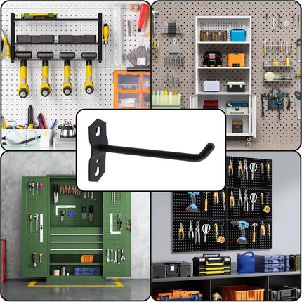 Pegboard Hooks Heavy Duty Metal Steel 3/8" Square Hole Peg Hooks Suitbale for 1.5" Spaced Pegboards Garage Wall Hooks for Organizing Tools in Home or Garage 4" Length Black- 4pcs.
