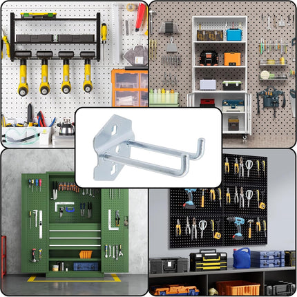 Pegboard Hooks Heavy Duty Metal Steel 3/8" Square Hole Peg Hooks Suitbale for 1.5" Spaced Pegboards Double Arm Wall Hooks for Organizing Tools in Home or Garage 3-inch Length -6pcs.