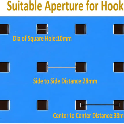 Pegboard Hooks Heavy Duty Metal Steel 3/8" Square Hole Peg Hooks Suitbale for 1.5" Spaced Pegboards Double Arm Wall Hooks for Organizing Tools in Home or Garage 3-inch Length -6pcs.