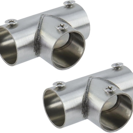 T Pipe Fitting Connector Fit 3/4-inch OD Pipe 3-Way Stainless Steel Rail Pipe Fittings for DIY Shelf Garden Support, Handrail-4pcs.