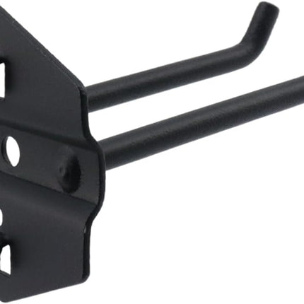 Pegboard Hooks Heavy Duty Metal Steel 3/8" Square Hole Peg Hooks Suitbale for 1.5" Spaced Pegboards Double Arm Wall Hooks for Organizing Tools in Home or Garage 4-inch Long Black-2pcs.