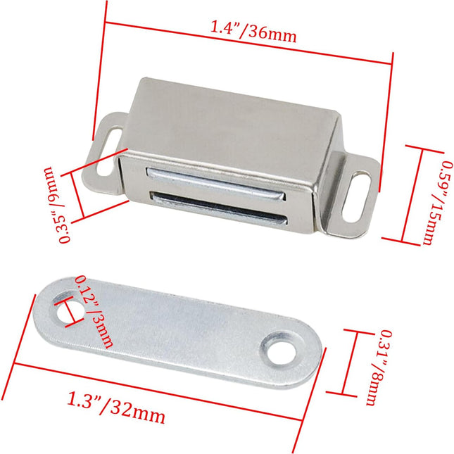 Mini Size Door Magnet Door Catch Latch Stainless Steel for Cupboard Cabinet -Pack of 20.