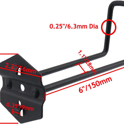 Pegboard Hooks Heavy Duty Metal Steel 3/8" Square Hole Peg Hooks Suitbale for 1.5" Spaced Pegboards Wall Hooks for Hanging Coils,Tools 6-inch Length, Black.