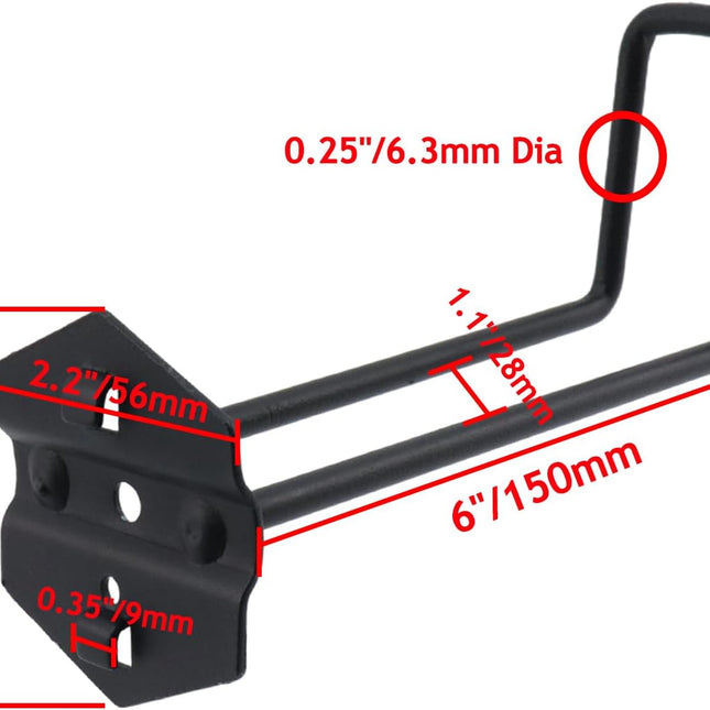 Pegboard Hooks Heavy Duty Metal Steel 3/8" Square Hole Peg Hooks Suitbale for 1.5" Spaced Pegboards Wall Hooks for Hanging Coils,Tools 6-inch Length, Black.