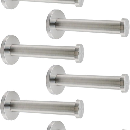 Wall Hooks Heavy Duty Coat Hooks Stainless Steel Clothes Hanger for Hanging Bathroom Towels Handbag Silver 4-inch Length with 16mm Shank Dia - Pack of 6.
