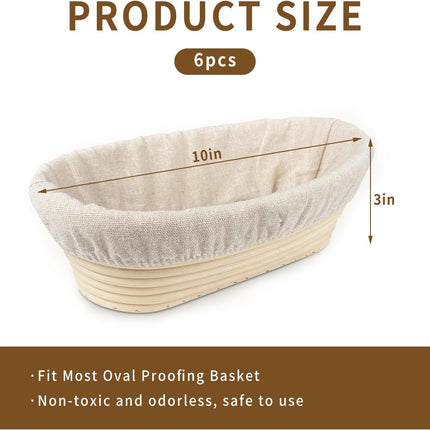 6 Packs Oval Banneton Cloth Liner for Bread Sourdough Proofing，10 inches，Natural Rattan Bread Proofing Cover for Banneton Basket Homemade Baking Dough（Basket Not Included）.