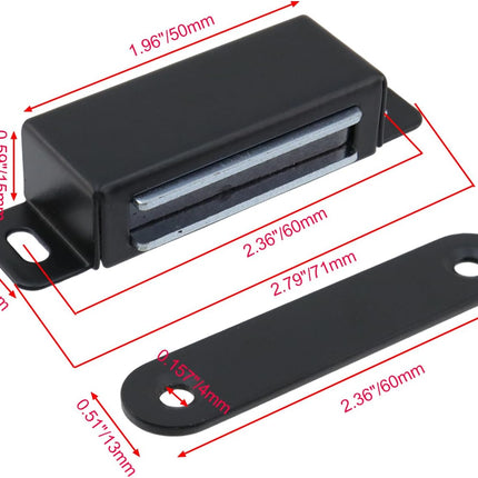 Magnetic Cabinet Door Catch 55 lbs Stainless Steel Magnets Closet Catches for Kitchen Bathroom Cupboard Wardrobe Drawer Latch 2.8" Length, Black -4pcs.