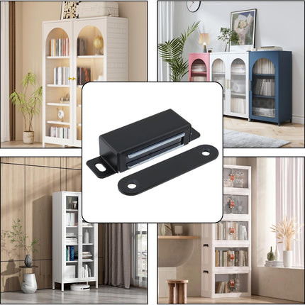 Magnetic Cabinet Door Catch 55 lbs Stainless Steel Magnets Closet Catches for Kitchen Bathroom Cupboard Wardrobe Drawer Latch 2.8" Length, Black -4pcs.