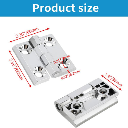 Butt Hinge Zinc Alloy Door Hinge Polished Chrom Silver Residential Bed Room Hinge for Doors Hardware 2.36" x 2.36" -2pcs.