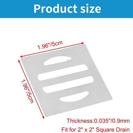 Drain Cover Grates Fit 2" x 2" Drain, Stainless Steel Drainage Grate Cover Square Replacement Floor Drain Strainer for Shower, Bathroom Floor, Balcony, and Outdoor Garden Drains -10pcs.