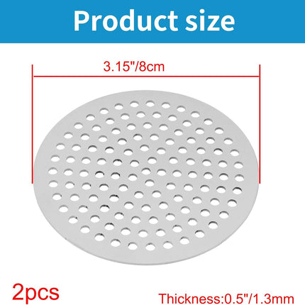 Round Drain Cover Grates 3.15"/8cm Dia Drain, 304 Stainless Steel Drainage Grate Cover Round Replacement Floor Drain Strainer for Shower, Bathroom Floor, Balcony, and Outdoor Garden Drains -2pcs.