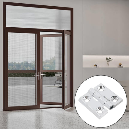 Butt Hinge Zinc Alloy Door Hinge Polished Chrom Silver Boat Hatch Hinges Heavy Duty Residential Bed Room Hinge for Doors Hardware 1.96" x 1.96" -4pcs.