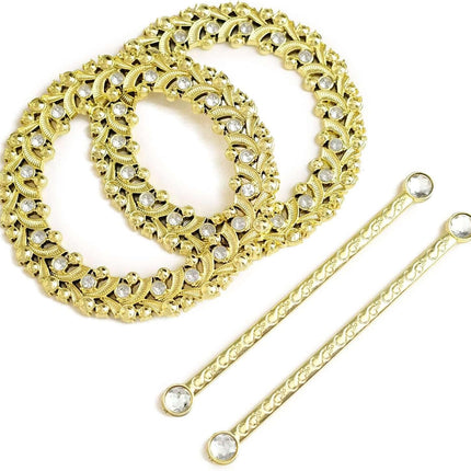 Efavormart 2 Pack | 7" Gold Barrette Style Acrylic Crystal Curtain Tie Backs, Round Backdrop Drapery Brooch Holdbacks.