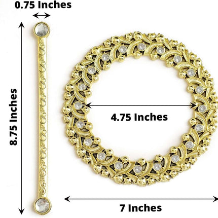 Efavormart 2 Pack | 7" Gold Barrette Style Acrylic Crystal Curtain Tie Backs, Round Backdrop Drapery Brooch Holdbacks.