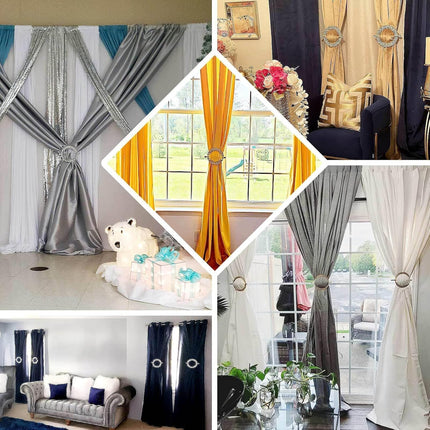 Efavormart 2 Pack | 7" Gold Barrette Style Acrylic Crystal Curtain Tie Backs, Round Backdrop Drapery Brooch Holdbacks.