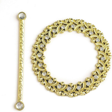 Efavormart 2 Pack | 7" Gold Barrette Style Acrylic Crystal Curtain Tie Backs, Round Backdrop Drapery Brooch Holdbacks.