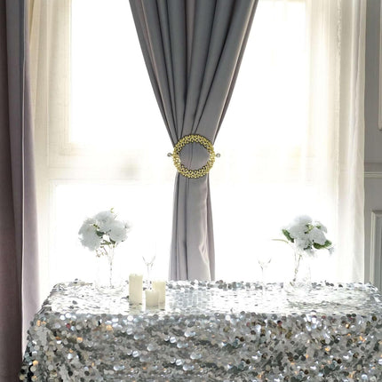 Efavormart 2 Pack | 7" Gold Barrette Style Acrylic Crystal Curtain Tie Backs, Round Backdrop Drapery Brooch Holdbacks.
