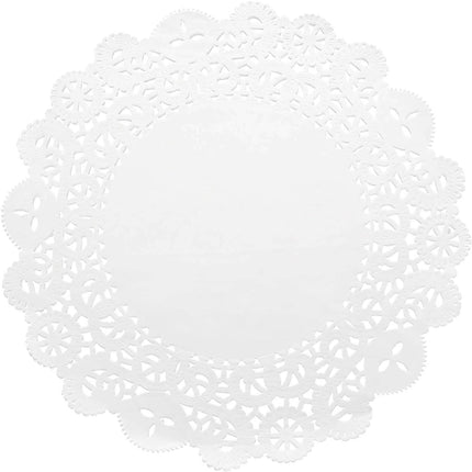 Efavormart 100 Pack Round White Paper Doilies, Food Grade Lace Paper Placemats - 14".