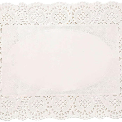 Efavormart 100 Pack Rectangle White Paper Doilies, Food Grade Lace Paper Placemats - 14" L X 10" W.