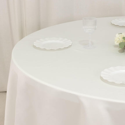 Efavormart Ivory Seamless Lamour Satin Round Tablecloth - 108".