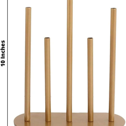 Efavormart Gold Metal Minimalist Bud Vase Centerpiece, 5-Tubes Single Stem Flower Vase - 10" Tall.