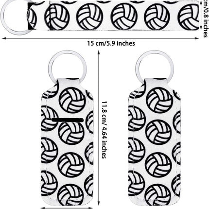 20 Pcs Volleyball Lipstick Holder Keychains Lanyard Set, Include Volleyball Pattern Sport Theme Portable Lipstick Holder and Wristlet Keychain Lanyard Sport Party Favor Gift Backpack Accessory(White).