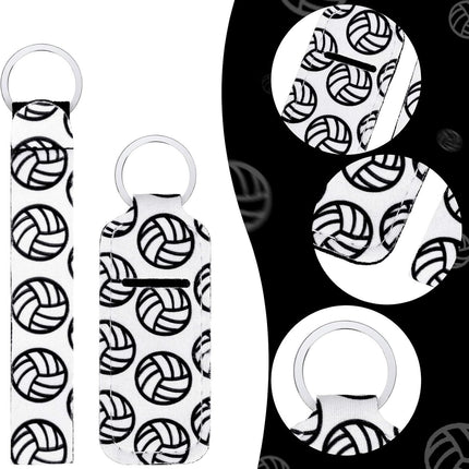 20 Pcs Volleyball Lipstick Holder Keychains Lanyard Set, Include Volleyball Pattern Sport Theme Portable Lipstick Holder and Wristlet Keychain Lanyard Sport Party Favor Gift Backpack Accessory(White).
