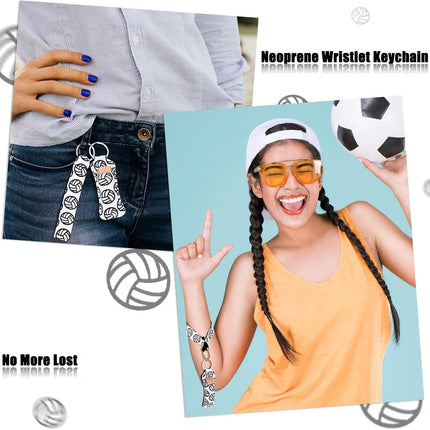20 Pcs Volleyball Lipstick Holder Keychains Lanyard Set, Include Volleyball Pattern Sport Theme Portable Lipstick Holder and Wristlet Keychain Lanyard Sport Party Favor Gift Backpack Accessory(White).