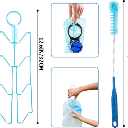 2 Set 8 in 1 Hydration Bladder Cleaning Kit Includes 3 Different Brushes and Drying Collapsible Bladder Frame, Water Reservoir Backpack Cleaning Kit.