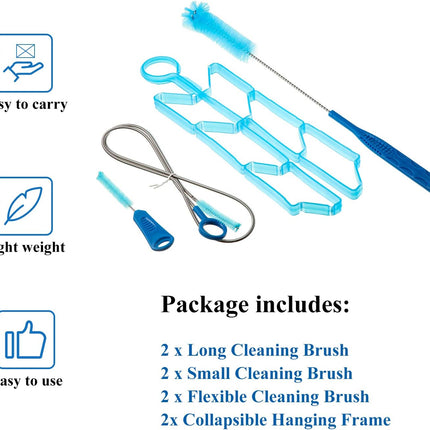 2 Set 8 in 1 Hydration Bladder Cleaning Kit Includes 3 Different Brushes and Drying Collapsible Bladder Frame, Water Reservoir Backpack Cleaning Kit.