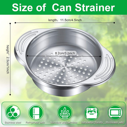 1 Piece Tuna Can Strainer Stainless Steel Food Strainer Sieve Metal Press Lid Canning Colander Oil Drainer Tuna Filter for Beans Vegetables.