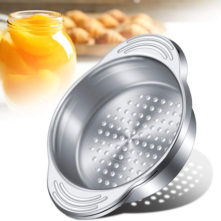 1 Piece Tuna Can Strainer Stainless Steel Food Strainer Sieve Metal Press Lid Canning Colander Oil Drainer Tuna Filter for Beans Vegetables.