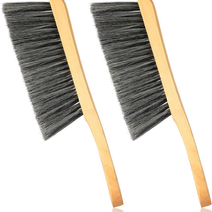 2 Pieces Wooden Bench Brushes Fireplace Brush Natural Fiber Bench Soft Bristles Long Wood Handle Dust for Hearth Tidy Car Home Workshop Woodworking(Gray).
