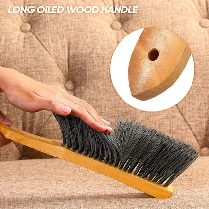 2 Pieces Wooden Bench Brushes Fireplace Brush Natural Fiber Bench Soft Bristles Long Wood Handle Dust for Hearth Tidy Car Home Workshop Woodworking(Gray).