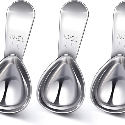 3 Pieces Coffee Scoop Tablespoon Measuring Spoons Stainless Steel Coffee Scoops Short Handle Tablespoon for Tea Sugar Kitchen Gifts(15 ml,Silver).