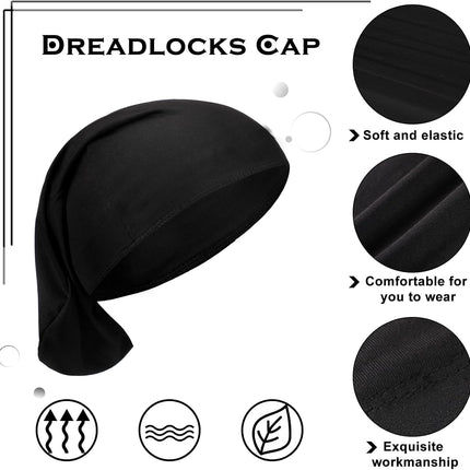 4 Pieces Unisex Dreadlock Cap Long Hair Dreads Head Wrap Sleeping Cap Hair Accessories Sleep Bonnet for Men Women.