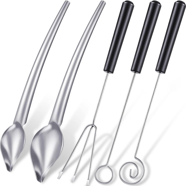 3 Pieces Candy Dipping Tools Chocolate Dipping Fork Spoons Set 2 Pieces Culinary Decorating Spoons Chef Art Pencil for Decorative Plates Stainless Steel(Classic Style).
