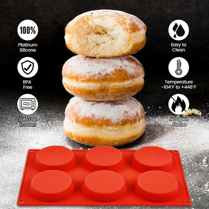 Muffin Top Pan, Silicone Egg Molds for Breakfast Sandwiches 3 Inch Round Silicone Baking Molds for Baking English Muffins, Whoopie Pies, Corn Bread, Egg Bites, Tarts 3 Pack.